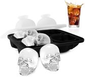 3D Skull Ice Cube Tray, Whiskey Ice Cubes Mold, Easy Release Silicone Ice Cube Molds, Fun Ice Cube Trays for Cocktails and Juice