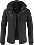 YUSIOLAQ Mens Duck Down Jacket Stylish And Warm Cold Weather Lightweight And Easy To Match Polyester Hooded Puffer Jacket, black, 4XL