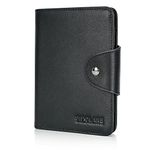 Polare Napa Leather Slim and Soft RFID Blocking Wallet for Men Snap Bifold Travel Wallet Passport Holders 2 Passports (Black)