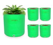 CINAGRO Grow Bags | Pack of 5 | 260 GSM, Grow Bags 12x12 Inch, Plant Bags for Home Garden, Heavy Duty HDPE UV Protected Grow Bags Container Bags for Terrace & Vegetable Gardening Round Shape (Green)