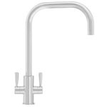 Franke Ascona Swivel U-Spout Mono Mixer Twin Lever Silk Steel Kitchen Tap