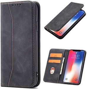 OKZone Funda para Samsung Galaxy S6, Funda Carcasa de Cuero para Samsung Galaxy S6,Magnético Carcasa Funda Móvil Billetera Cuero Funda con Tapa Libro Caso Soporte Plegable (Negro)