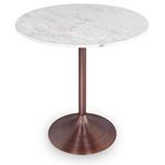 SIMPLIHOME Osborne 36 Inch Round Contemporary Dining Table in White / Copper, For the Dining Room