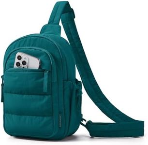BAGSMART Small Sling Bag for Women, Puffer Crossbody Bag Purses Hobo Handbag Fanny Packs for Travel Hiking, Deep Marina
