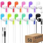 Yoley Classroom Earbuds Bulk 50 Pack for Kids School Children Student Boys Girls Toddler Teen and Adult(Mixed Colors)