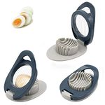 Egg Slicer-Egg Slicer for Boiled Eggs,Egg Slicer with Stainless Steel,Multifunctional Egg Cutter for Evenly Slicing Boiled Eggs Ham Kiwi Banana and Strawberry(Blue)