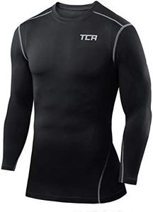 TCA Boys' Pro Performance Long Sleeve Running Compression Base Layer Top - Crew Neck - Black, L Boy (10-12 Years)