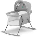 Kinderkraft Baby Crib 3 in 1 LOVI, Cradle, Travel Cot, Rocker, Easy Folding and Unfolding, Adjustable Canopy, with Accessories, Mattress Cover, Included Toys, Transport Bag, for Newborn, 0-9 kg, Gray