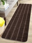 Saral Home Striped Soft Microfiber Durable & Washable Multipurpose Bedside Runner for Home/Kitchen/Living Area/Lobby/Office Entrance with Anti Skid Backing (Brown, 50 Cm X 180 Cm)