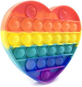 Yuanzu Fidget Toy, HF Push Pop Bubble Fidget Sensory Toy, Bubble Popper Anxiety Relief Autism Toy, Silicone Figetget Toy for ADD ADHD, Popping Fidget Novelty Kids Adults - Heart-Shaped Rainbow