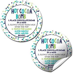 Confetti Blue & Green Polka Dots Hot Cocoa Bomb Packaging Sticker Labels, Total of 40 2" Circle Stickers by Amanda Creation