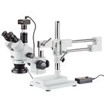 AmScope 3.5X-90X Trinocular Stereo Microscope with 4-Zone 144-LED Ring Light + 10MP Camera