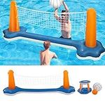 Inflatable Volleyball Net & Basketball Hoops Pool Float Set, Floating Swimming Game Toy for Kids and Adults, Volleyball Court(118”x28”x37”), Basketball Hoop (35”x23”x35”), Orange