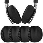 Geekria 2 Pairs Flex Fabric Headphones Ear Covers, Washable & Stretchable Sanitary Earcup Protectors for Over-Ear Headset Ear Pads, Sweat Cover for Gym, Gaming (Size M/Black)