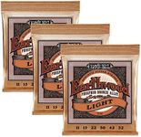 Ernie Ball Earthwood Light Phosphor Bronze Acoustic Guitar Strings 3 pack - 11-52 Gauge