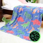 IMUKU Dinosaur Blanket Glow in The Dark Blankets for Boys Kids Dinosaur Gifts Toys Cute Dino Decor Red Green Throw Blanket, BB-28