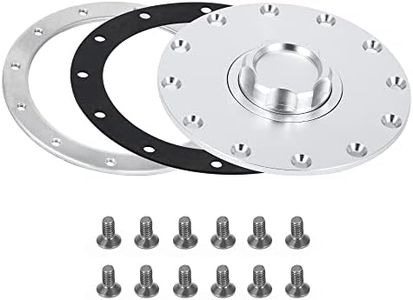 PQY Aluminium Twist On Filler Neck Cap Billet Fuel Cell Flush Tank Cap Mount 12 Bolt Silver