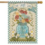 Carson Home Accents FlagTrends 48787 Mason Jar Floral Classic Outdoor Large Garden Flag, Friends Forever