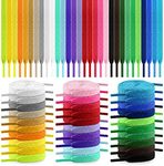 ISUSSER 30 Pairs Flat Colored Shoe Laces, 31" 40" 47" 54" Shoelaces Shoe Strings for Sneakers Boots Skate Shoes Sport Shoes, ['Red', 'Orange', 'Yellow', 'Lime', 'Green', 'Navy', 'Blue', 'Purple',