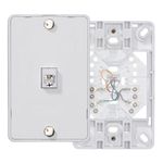 Leviton 40214-W Telephone Wall Jack, 6P4C, Screw Terminals, White