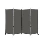 MAYOLIAH 4 Panel Folding Privacy Screen, 6.7 ft. Wide Partition Room Divider Portable Office Walls Dividers Room Separator, Grey