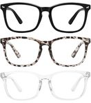 MEETSUN Blue Light Blocking Glasses, Anti Eye Strain Headache (Sleep Better),Computer Reading Glasses UV400 Transparent Lens (Black+Leopard+Clear, 53)