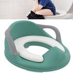 Children Junior Training Potty Toilet Toddler Baby Kids Trainer Chamber Seat Plastic Chair with Cut Out Slot for Easy Carrying, Easy Empty & Clean (I-1 x Green & White Potty Training Seat)