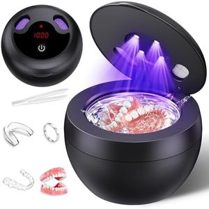 Upgraded Ultrasonic Retainer Cleaner Machine, 48kHz Ultrasonic Dentures Cleaner for Mouth Guards, Braces, Aligner, Toothbrush & Jewelry, 200ML Capacity, Black