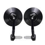 FENRIR Emark Black Round Retro Cafe Racer Motorbike Motorcycle Handlebar Bar End Mirror CNC Forged Aluminum Alloy Anti-glare Vibration-reducing design Curved lenses For Street Cruiser Scooter 801-0378