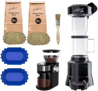 Fresh Roast Coffee Roaster Bundle SR800, Glass Extension Tube, Burr Grinder, (2 Lbs) Sample Pack of Green Beans, (2- pack) Sample trays