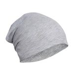 FabSeasons Grey Cotton Slouchy Beanie and Skull Cap for Summer, Winter, Autumn & Spring Season, Can be Used as a Helmet Cap Too