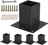 4 x 4 Post Base 5PCS,Inner Size 3.6"x3.6"Deck Post Base,Heavy Duty Metal Black Powder Coated Post Brackets,for Mailbox Post Deck Supports Porch Railing Post Holders