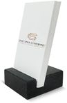 Vertical Business Card Holder for Desk - Black Granite Visiting Card Holder - Holds up to 20 Cards - Desktop Business Card Stand for Home & Office - Elegant & Luxurious Office Desk Accessories