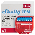 Shelly Plus 1PM | WLAN & Bluetooth Relay Switch With Power Metering | Home Automation Smart Home | Works With Alexa & Google Home | iOS & Android App | No Hub Required | DIY Lamp Control