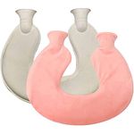 Benting U-Shaped Hot Water Bottle with Soft Cover, 2L Neck Hot Water Bag, Portable Hot Water Bottle for Neck and Shoulder Pain Relier,Pink