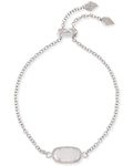 Kendra Scott Elaina Adjustable Chain Bracelet for Women, Fashion Jewelry, Rhodium-Plated, Iridescent Drusy