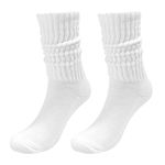 Womens Slouch Sock,Slouch Socks Men Women,Scrunch Sock Knee High Slouchy Socks Cotton Boot Socks,Crew Socks for Women Promotion Sales 1_White One Size