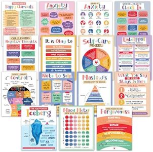 Decorably 15 Mental Health Posters for Office - 11x14in Mental Health Decor, Mental Health Office Decor, Therapy Office Decor, Therapist Office Decor, Mental Health Poster, Therapy Posters for Office