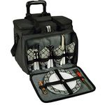 Picnic at Ascot Insulated Picnic Cooler with Service for 4 on Wheels-Designed & Assembled in The USA