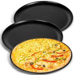 P&P CHEF Pizza Pan Set of 3, 12 Inch Non-Stick Pizza Pans Trays, Steel Round Baking Pan for Oven & Freezer, Non Toxic & Durable, Easy Release & Clean,Black