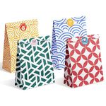 Parmedu Assorted Color Paper Gift Bags: 48 Medium Gift Bags - 24 * 17 * 8CM with 48 Stickers, Food Grade Take-out Bags for Christmas, Festivals, Birthdays, Parties, Weddings, Baby Showers