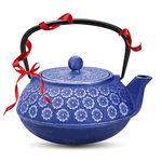 Resveralife Japanese Cast Iron Teapot with Infuser - Large Cast Iron Tea Pot Maintains Temperature - Non Toxic Teapot - Vintage Lilac Blossom Teapot - Gift for Tea Aficionados