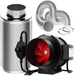 VIVOSUN Grow Tent Ventilation System, 6 Inch Inline Duct Fan with Speed Controller, 6'' Carbon Filter, and 16ft. Ducting Combo, Air Cooling and Filtration Kit for Grow Tent, Hydroponics