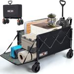 Overmont Collapsible Portable Wagon Cart - 49.2'' Extended Camping Wagon 200L Utility Cart with Flexible Tailgate Removable All-Terrain Wheels - 265LBS Foldable Cart for Garden Picnic Shopping