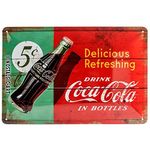 Nostalgic-Art Retro Tin Sign – Coca-Cola – Delicious Refreshing – Gift idea for Coke fans, Metal Plaque, 20 x 30 cm