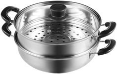 VEVOR Steamer Pot, 11in/28cm Steamer Pot for Cooking with 3QT Stock Pot and Vegetable Steamer, Food-Grade 304 Stainless Steel Food Steamer Cookware with Lid for Gas Electric Induction Grill Stove