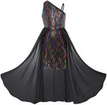 GRACE KARIN Girls Sequin Dress Size 8-10 Black Dresses for Girls Party Sparkle Dresses