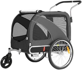 Sepnine 2 in 1 Pet Bicycle Trailer with a 6" Stroller Wheel Suitable for Small and Medium Dogs, Carrier Up to 66/88 LBS, Easy Folding Cart Frame, Quick Release Wheel, Universal Bicycle Coupler