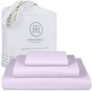 Threadmill Cotton Twin XL Sheets Set, Soft 100% Cotton, Cooling Bed Sheets with Deep Pocket Snug Fit Elastic, 500 Thread Count, 3-Pc, Hotel Quality Bed Sheets, Beats Egyptian Cotton Claim, Lilac