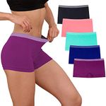 Ruxia Women's Seamless Boyshort Panties Nylon Spandex Underwear Stretch Boxer Briefs Pack of 5